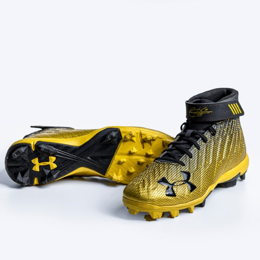 حذاء اندر ارمر Harper 3 Mid RM | حذاء تدريب خارجي ورياضات الملاعب للجنسين | ذهبي معدني للقوة الانفجارية ودعم الكاحل