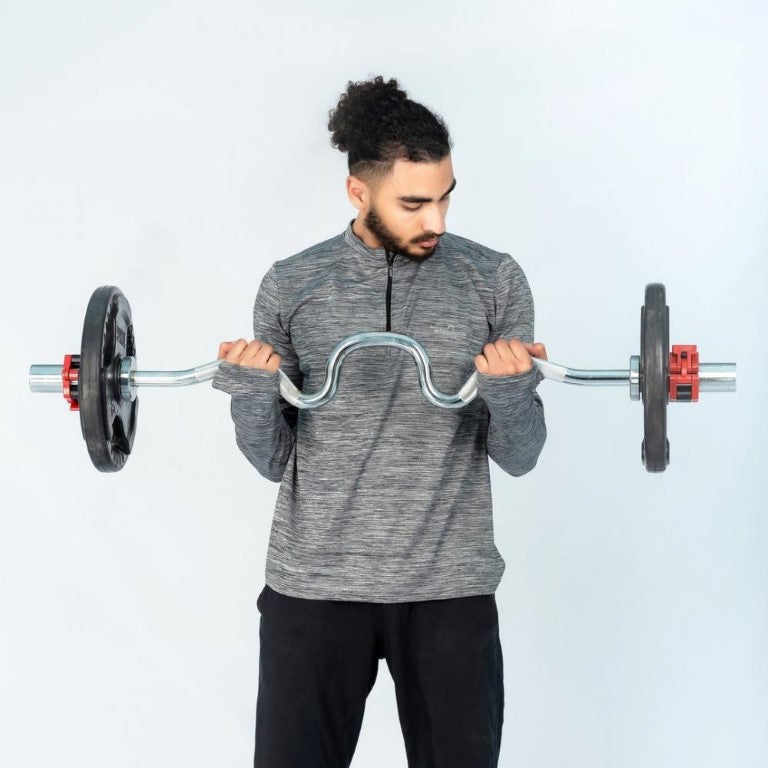 Athlete Home Pro EZ Curl Bar: Ergonomic Chrome Weightlifting Bar for Targeted Bicep & Tricep Growth - Ideal for Home Gyms in Egypt