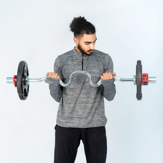 بار زجزاج احترافي من أثليت هوم: بار رفع أثقال كروم بتصميم مريح لنمو عضلي مستهدف للبايسبس والترايسبس - مثالي للجيم المنزلي في مصر
