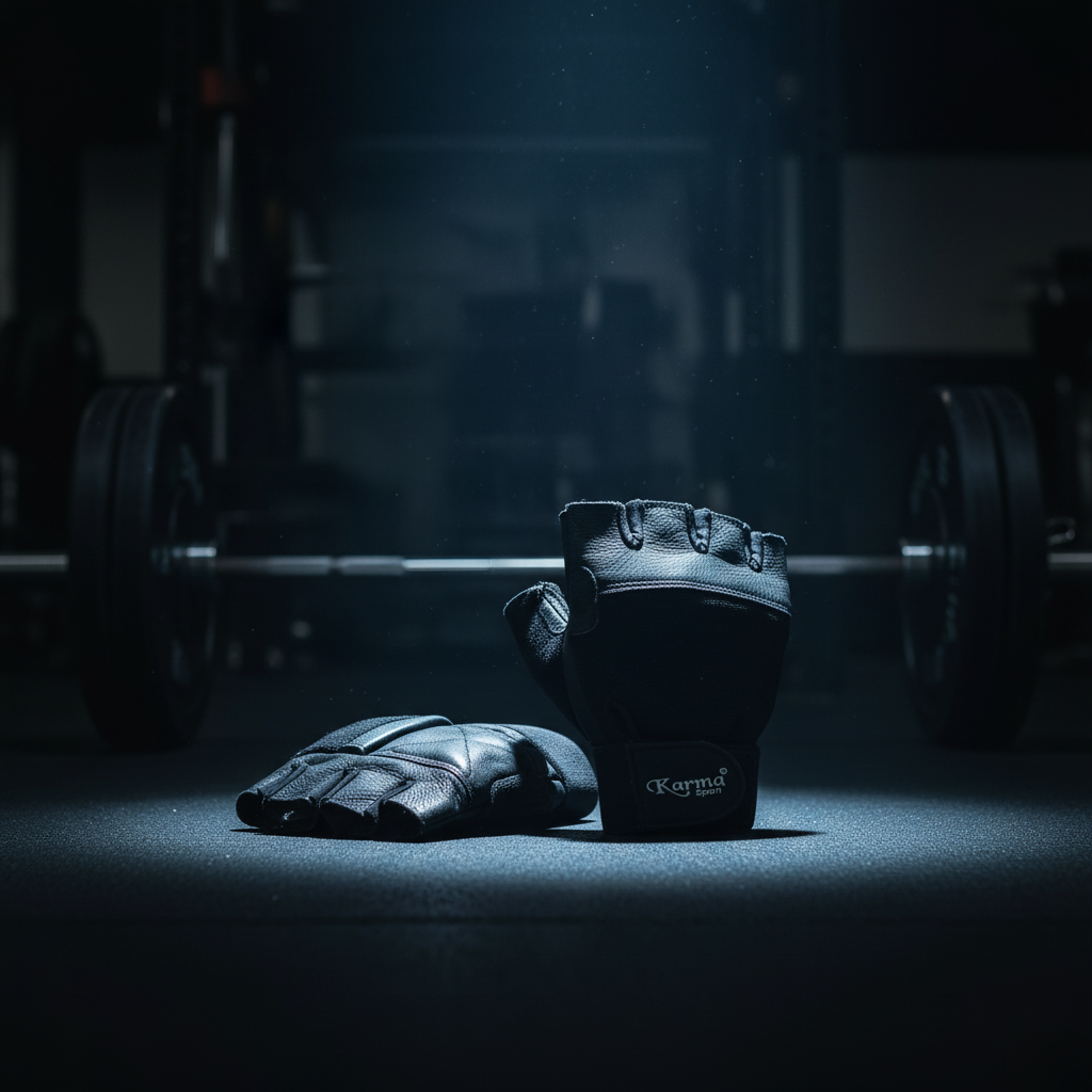 Karma Sport Pro-Grip Weightlifting Gloves | Padded Leather Palm & Secure Wrist Support for Gym, Cross-Training & Powerlifting | Durable Fingerless Workout Gloves for Men & Women in Egypt