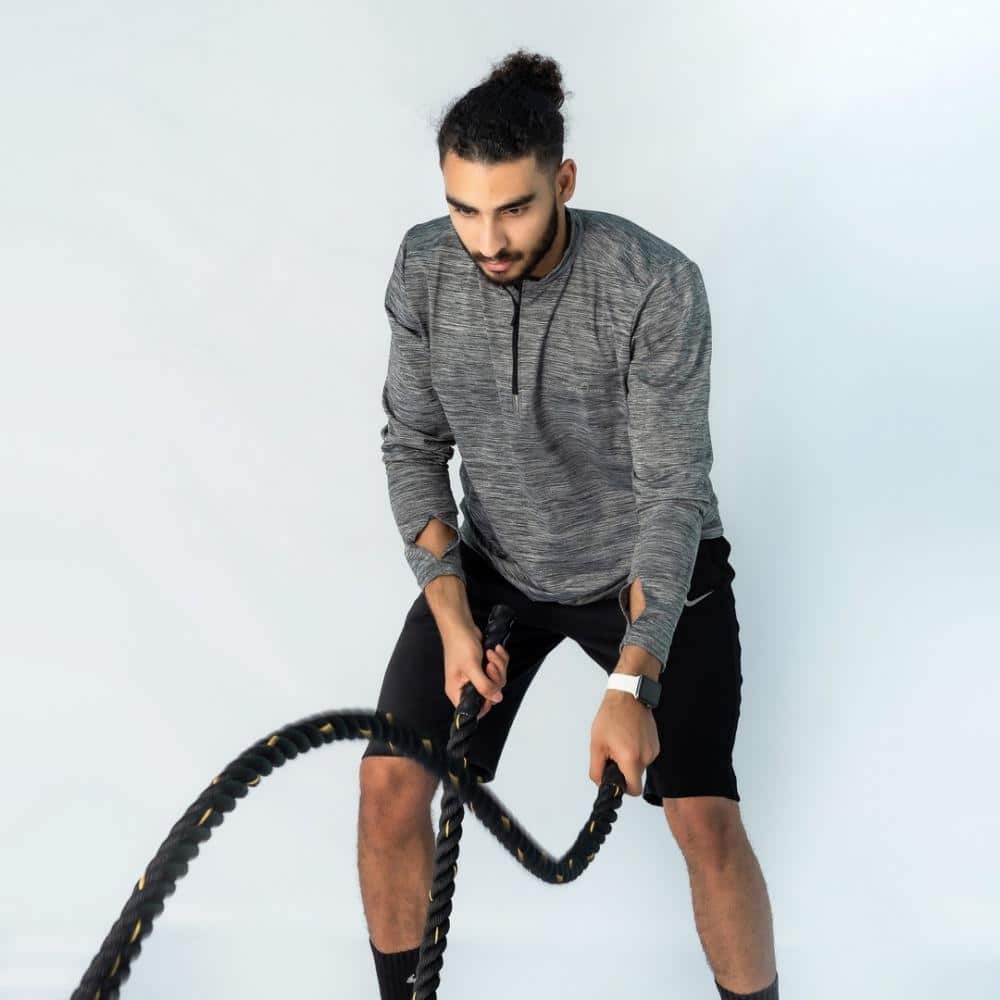 بلوفر رياضي Element بسحاب ربعي للأداء للرجال من Athlete Home | توب خفيف الوزن بأكمام طويلة وطارد للعرق للجري وتدريبات الجيم