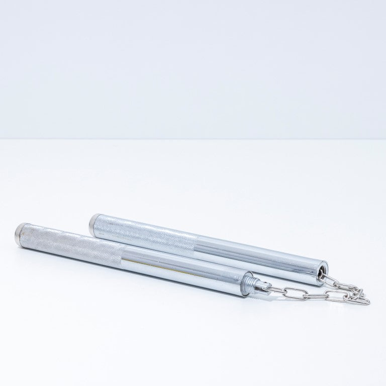 Heavy-Duty Chrome Steel Nunchaku - Professional Metal Nunchucks with Knurled Grip for Martial Arts, Forearm Strength & Coordination Training