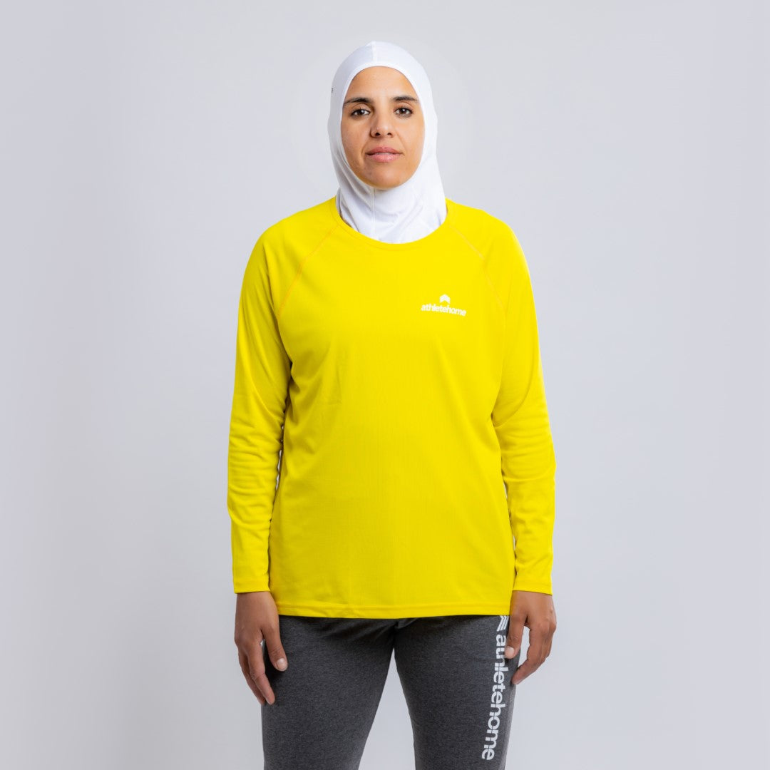 Breathable & Comfortable Workout Shirt for Women | Athlete Home | Green Long Sleeve Design