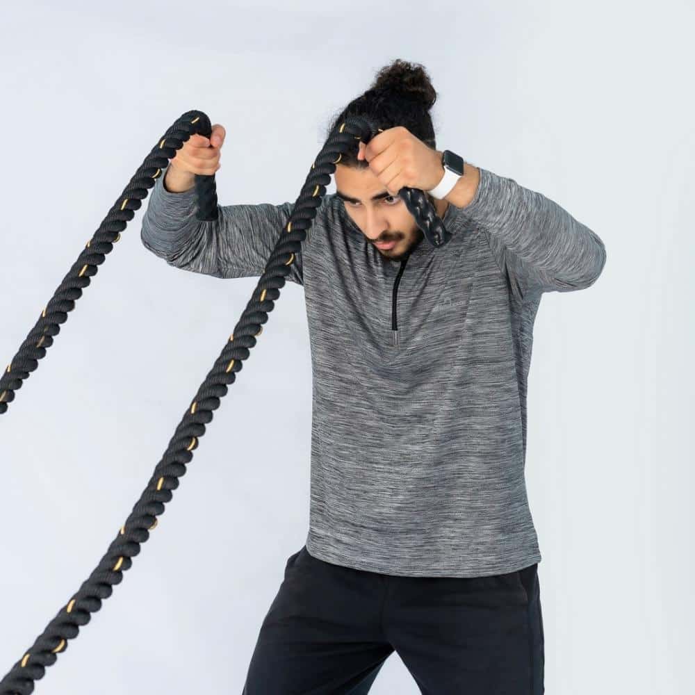 بلوفر رياضي Element بسحاب ربعي للأداء للرجال من Athlete Home | توب خفيف الوزن بأكمام طويلة وطارد للعرق للجري وتدريبات الجيم