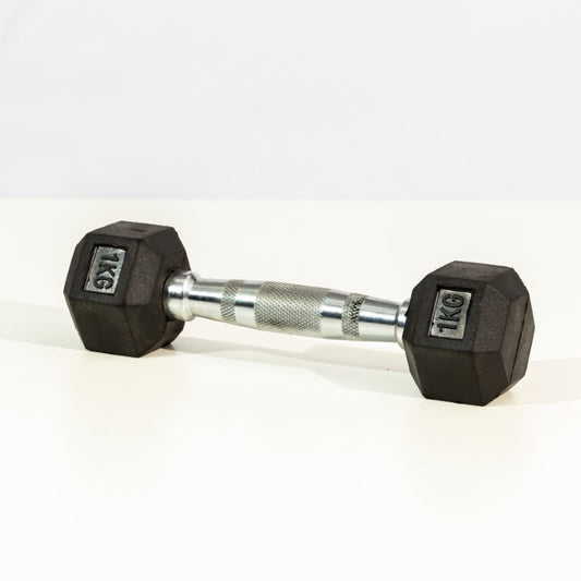 Professional Hex Rubber Dumbbell with Contoured Steel Grip - Anti-Roll Hexagonal Weight for Toning, Physical Therapy & Home Gym Workouts
