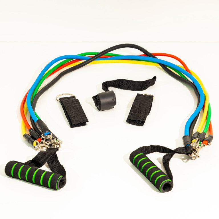 Athlete Home Pro 11-in-1 Resistance Bands Set | Medium Quality Complete Home Gym Kit for Full Body Workouts with Handles, Ankle Straps & Door Anchor | Ideal for Strength Training, Physical Therapy & Toning 5 Resistance Tube With Door Lock Leg