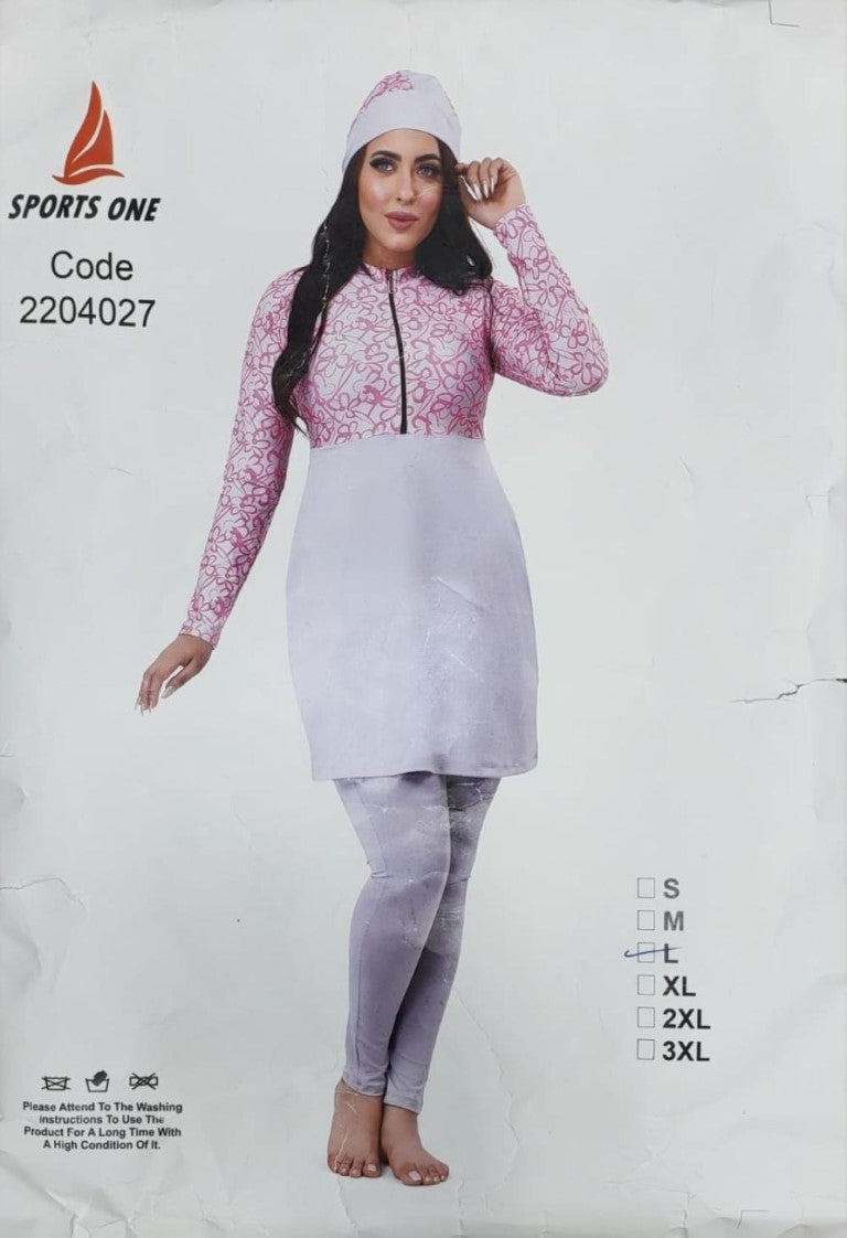 مايوه شرعي (بوركيني) رياضي من سبورتس وان - 3 قطع بنقشة الزهور | قماش سريع الجفاف ومقاوم للكلور للسيدات في مصر