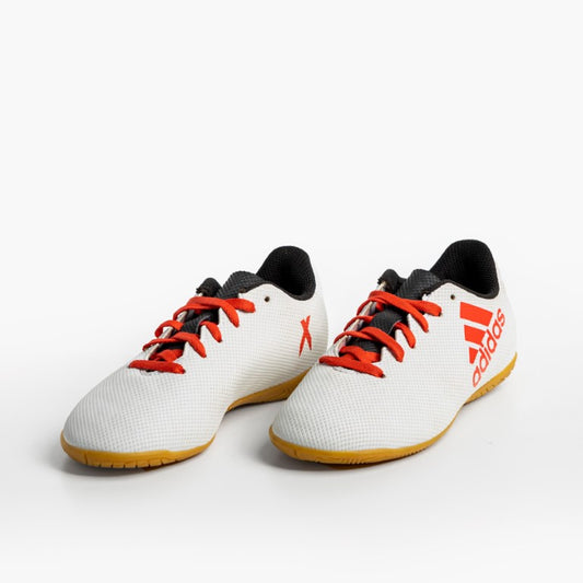 حذاء أديداس X 19.4 للملاعب الداخلية | سنيكرز للجنسين لكرة الصالات وتدريبات الجيم | أبيض وأسود وأحمر شمسي | للسرعة والثبات