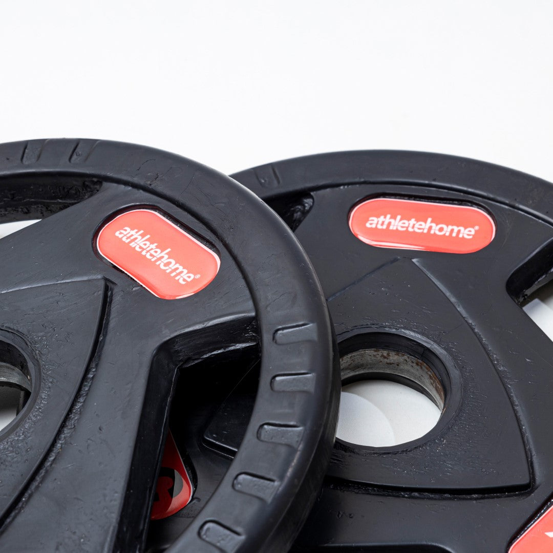 Olympic Weight Plates - Tri-Grip Rubber Coated Weight Plates for Strength Training & Weightlifting