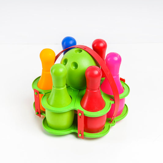 أثليت هوم Fun-Strike: طقم بولينج للأطفال - لعبة بولينج بلاستيكية ملونة مع 6 قوارير وكرة - مثالية للعب النشط داخل المنزل وخارجه للعائلات في مصر