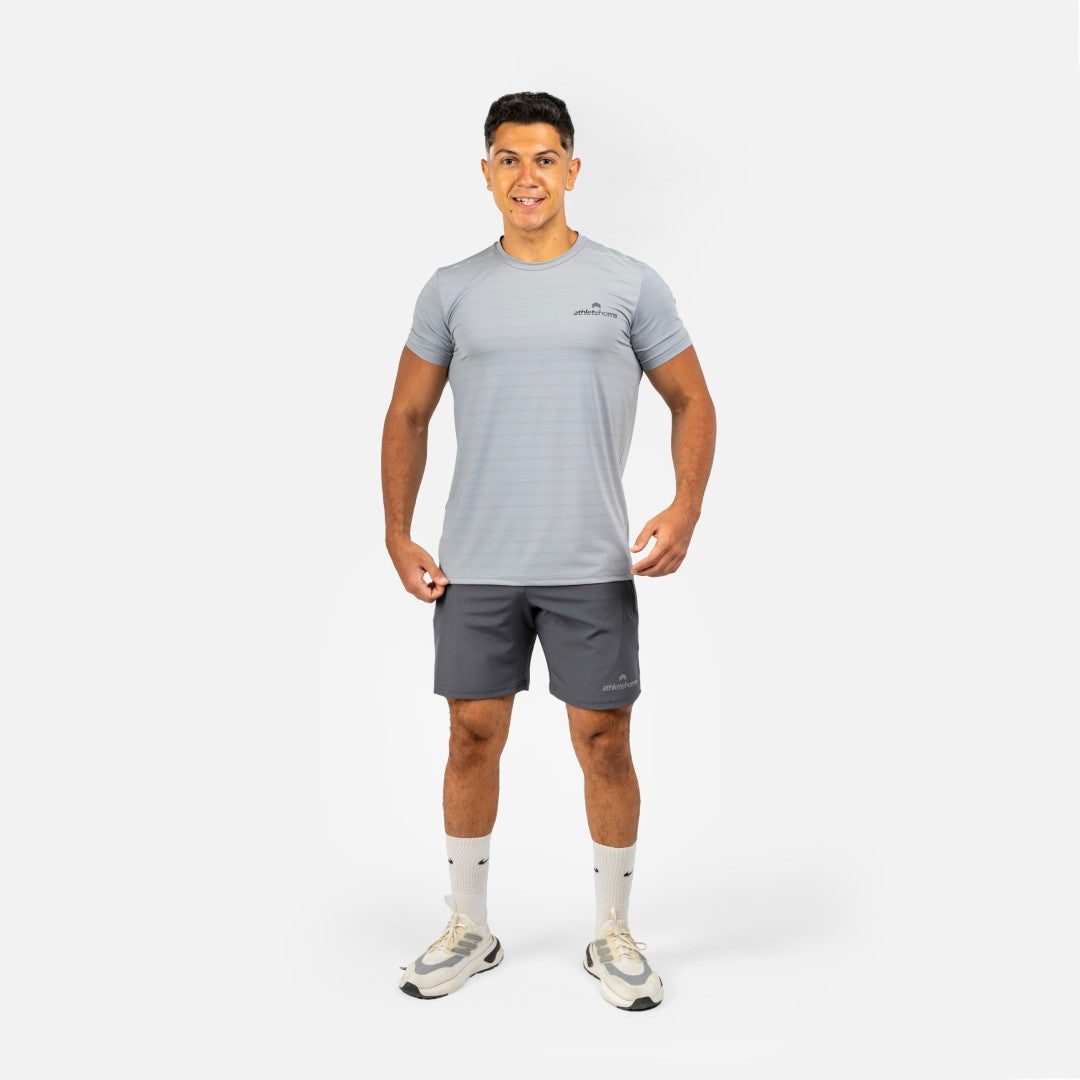 Athlete Home Men's Momentum Performance Tee & Agility Pro-Fit Shorts Set | Breathable Moisture-Wicking Gym & Running Kit for Peak Athletic Performance