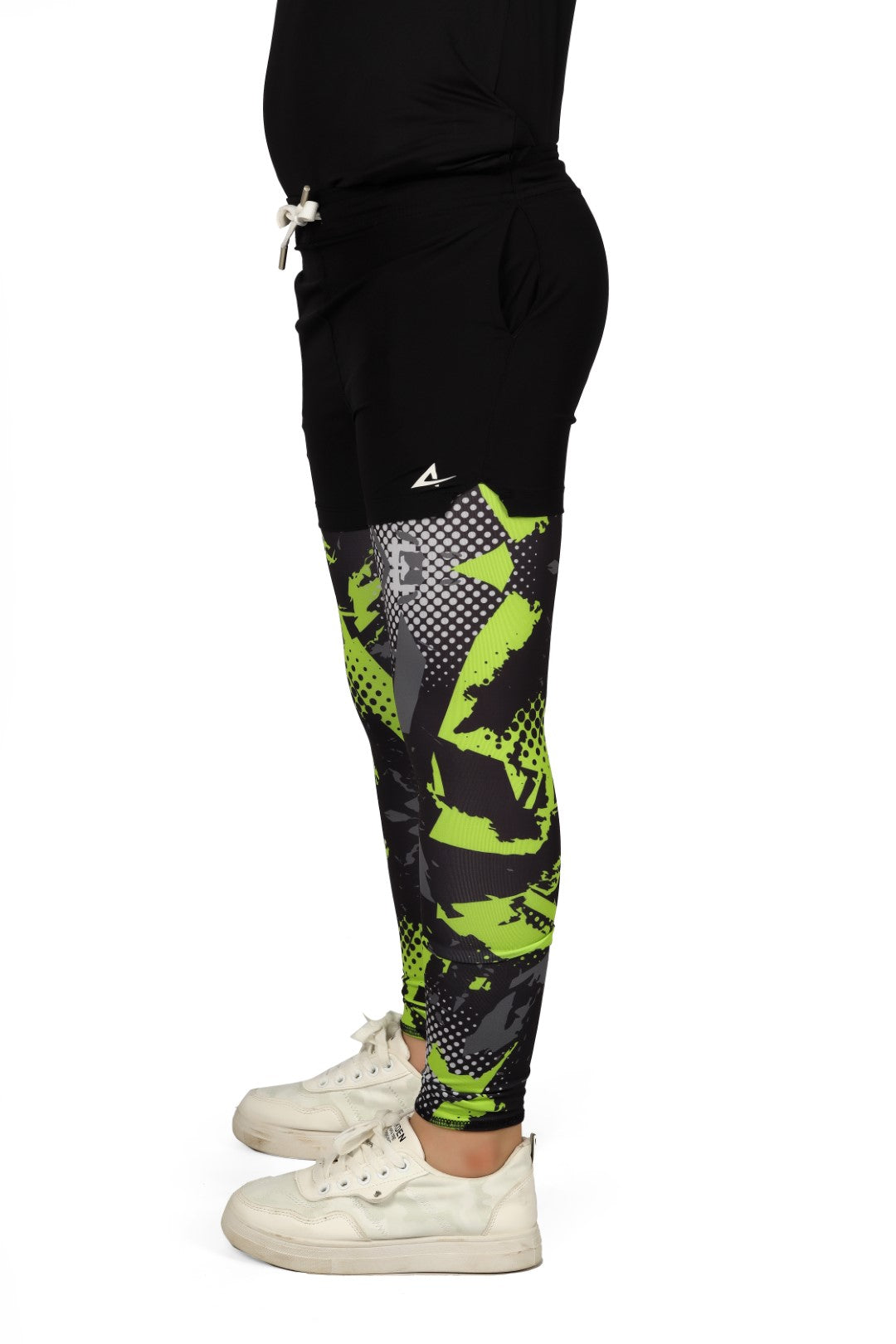 Athlete Home "Volt" Kids 2-in-1 Performance Leggings with Integrated Shorts | Compression Tights for Training & Active Play