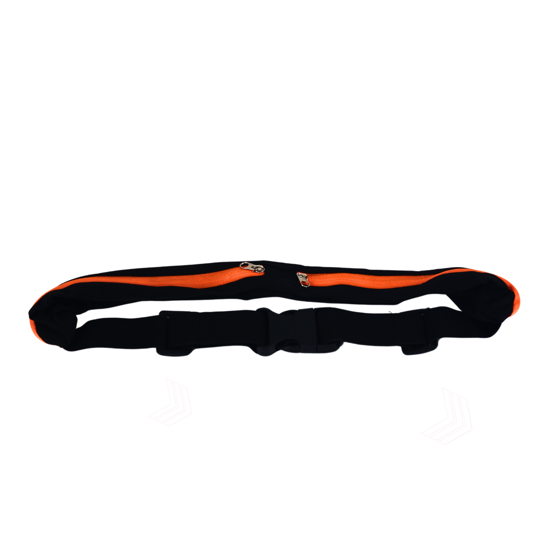 حزام جري نحيف بسحاب برتقالي عالي الوضوح | شنطة وسط رياضية خفيفة الوزن وحامل موبايل | حزام لا يهتز وقابل للتعديل للجري والجيم والسفر