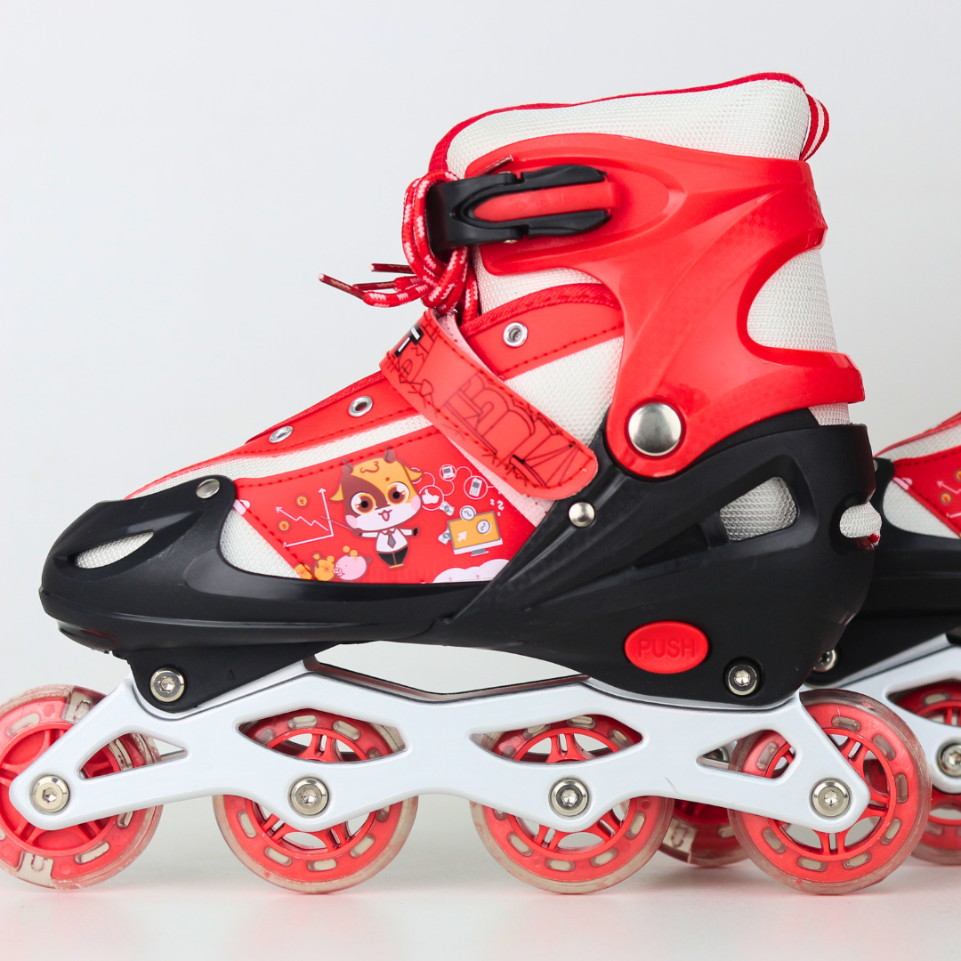 Athlete Home Adjustable Kids Inline Skates - High-Performance Rollerblades for Boys & Girls with Triple-Lock Safety System | Durable & Comfortable Beginner Skates for a Lifetime of Fitness | Red & White