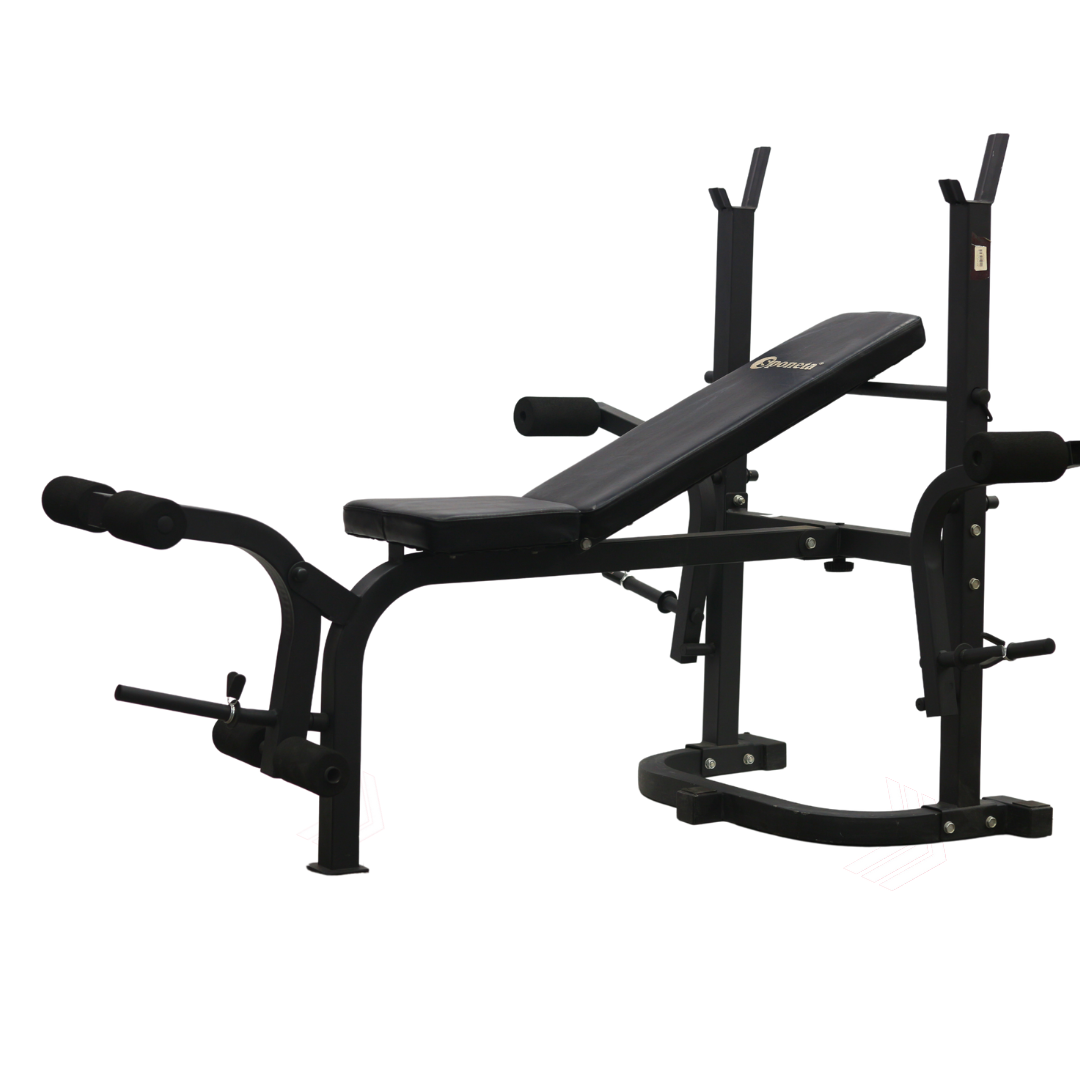 The Power Forge All-in-One Workout Bench | Heavy-Duty Bench Press with Integrated Rack, Leg Extension & Preacher Curl for Full-Body Home Gym Strength Training