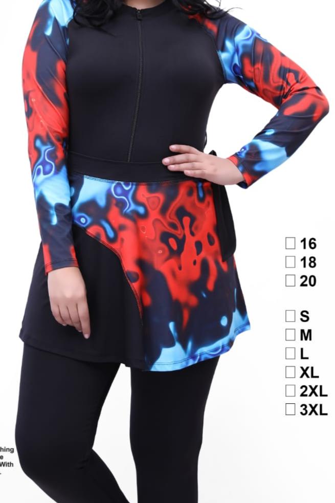 بوركيني "ازدهار الطاقة" من Athlete Home: مايوه شرعي نسائي عصري بطبعة مجردة، تغطية كاملة وقماش سريع الجفاف، ملابس سباحة إسلامية في مصر