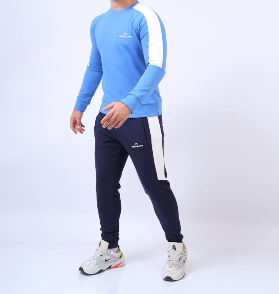Athlete Home Performance Training Tracksuit for Men | Breathable Fleece Sweatshirt & Tapered Joggers Set | Ideal for Gym, Running & Casual Wear | Black & Charcoal Grey
