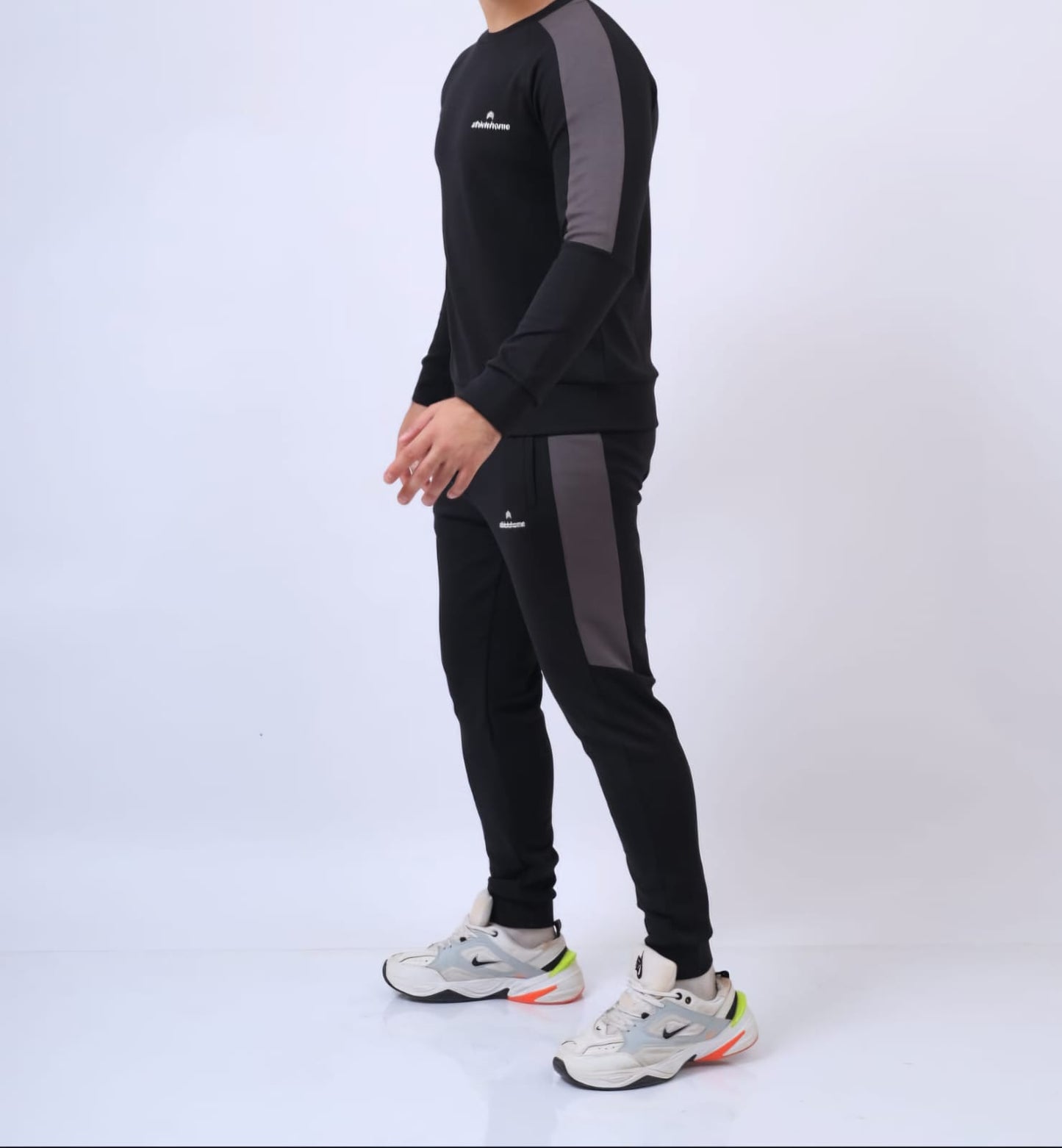 Athlete Home Performance Training Tracksuit for Men | Breathable Fleece Sweatshirt & Tapered Joggers Set | Ideal for Gym, Running & Casual Wear | Black & Charcoal Grey