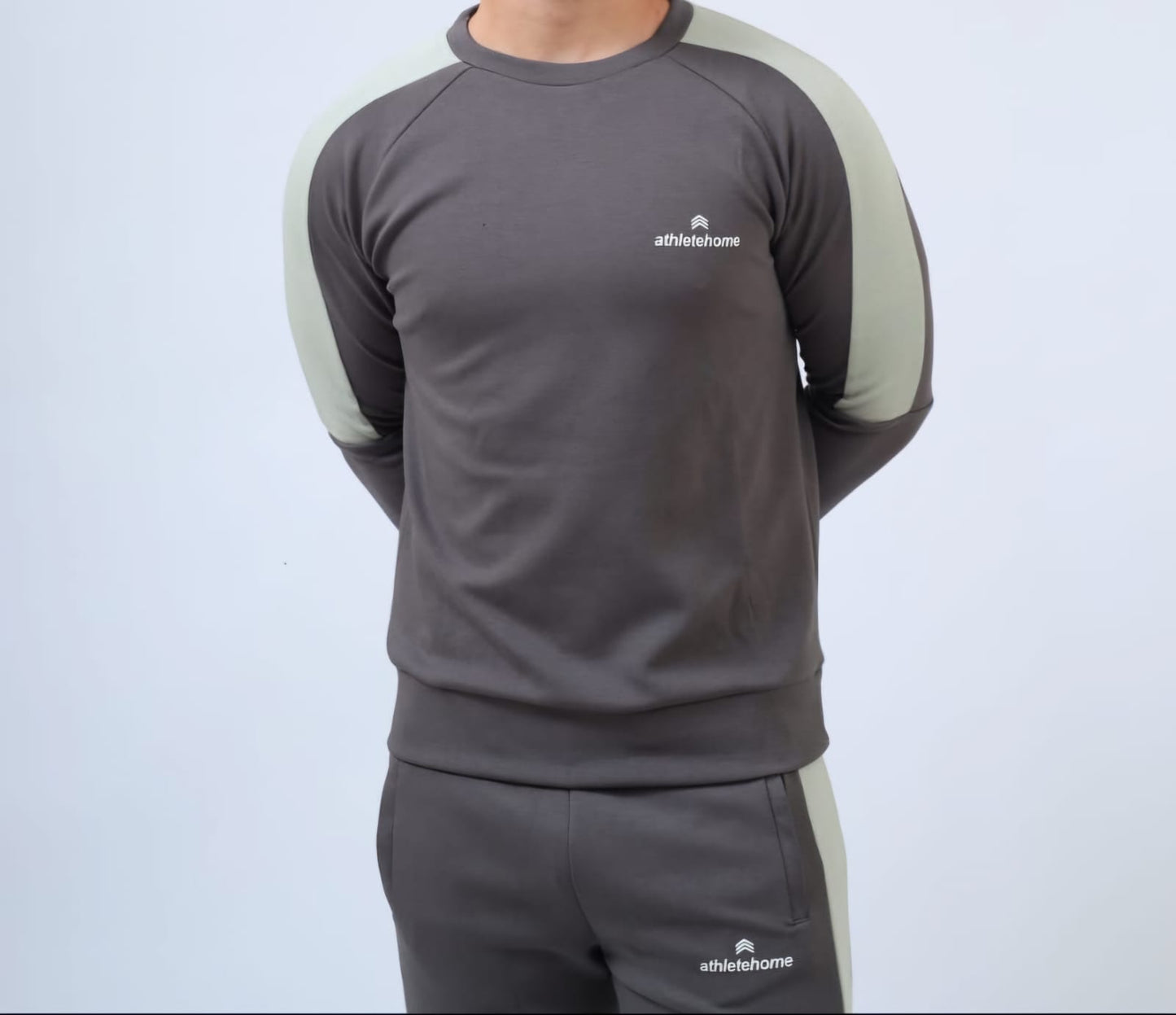 Athlete Home Performance Training Tracksuit for Men | Breathable Fleece Sweatshirt & Tapered Joggers Set | Ideal for Gym, Running & Casual Wear | Black & Charcoal Grey