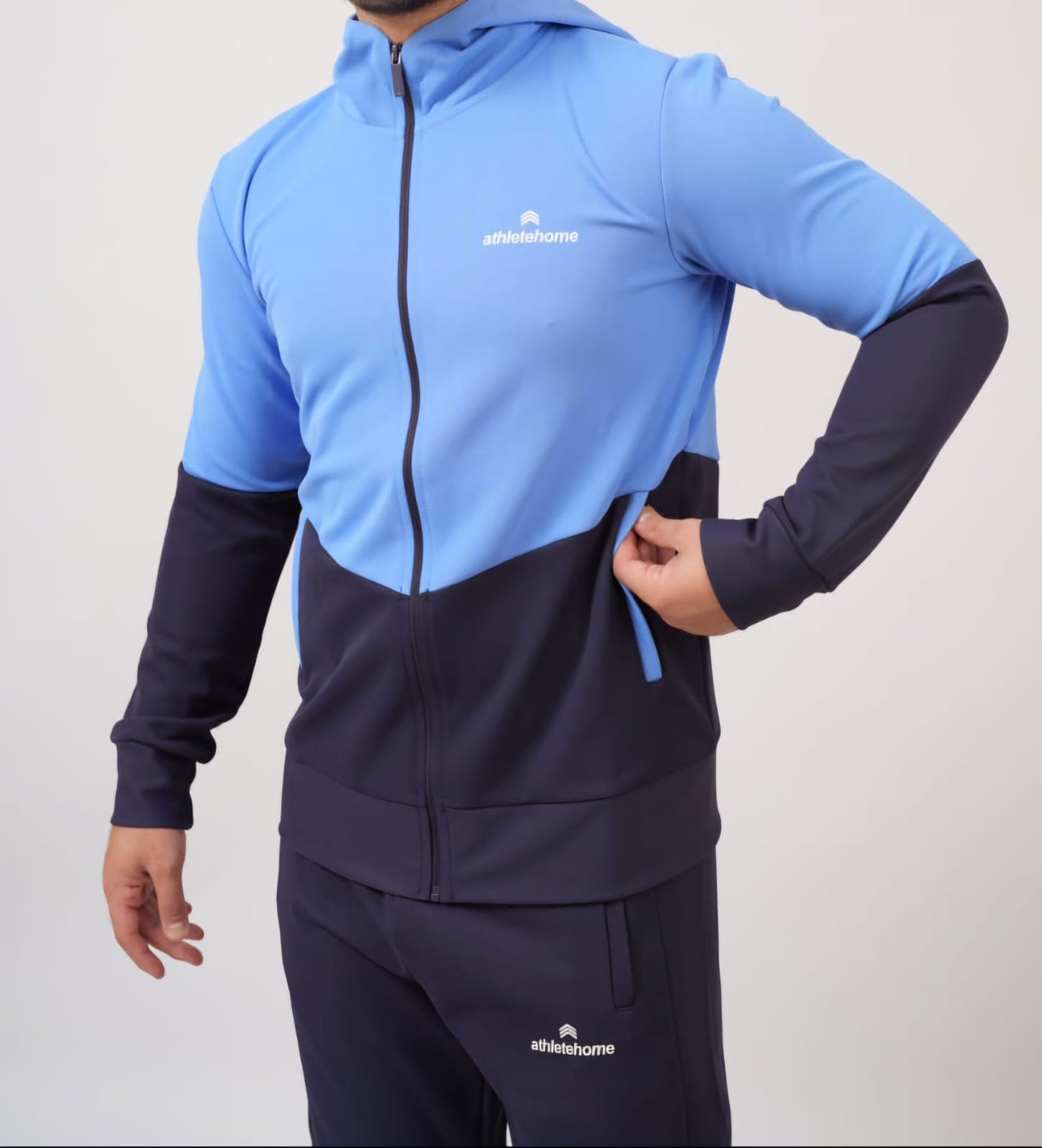 Athlete Home "Apex" Performance Tracksuit | Men's Full-Zip Hooded Jacket and Pants Set for Gym, Training & Running | Technical Stretch Fabric