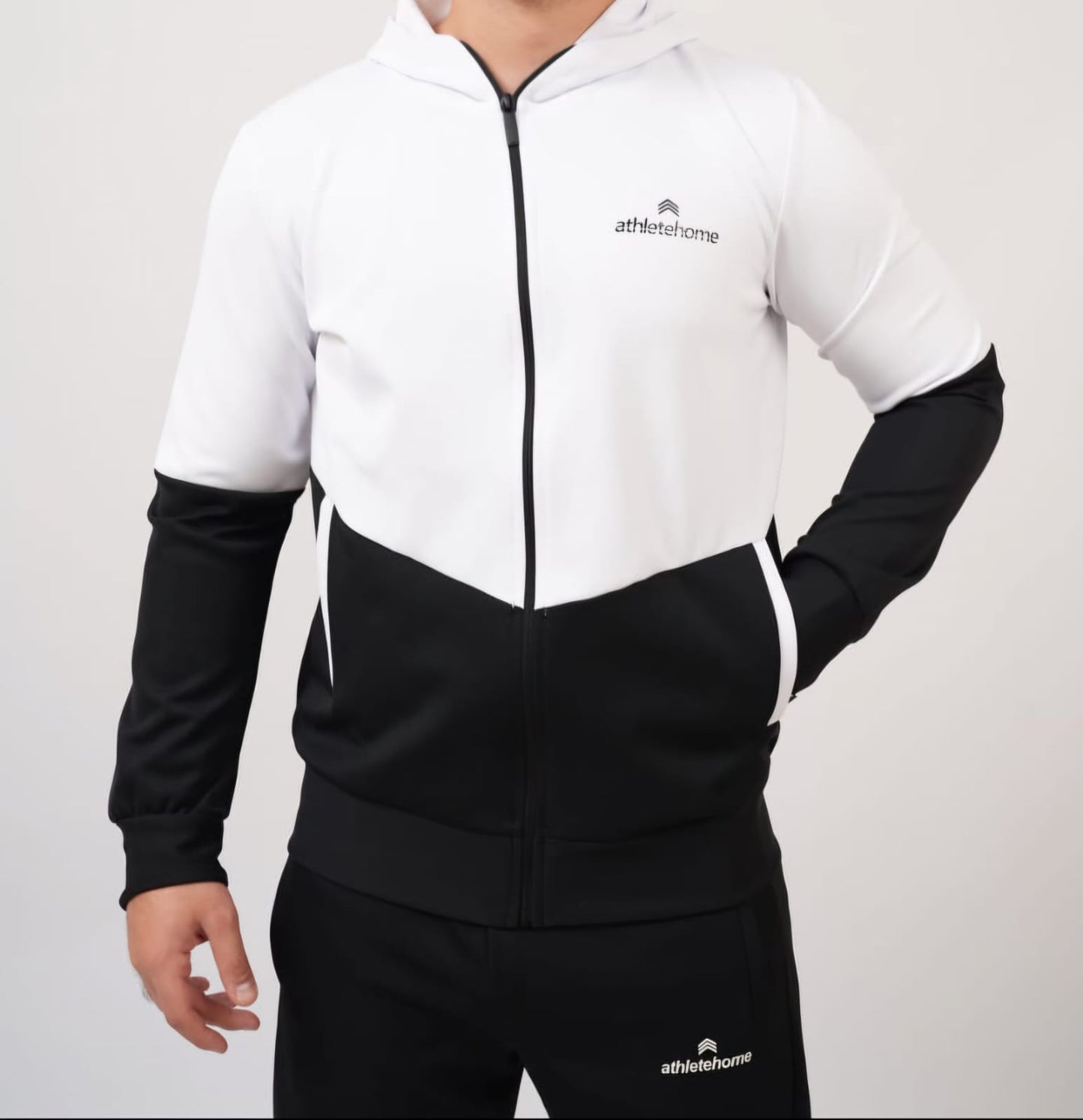 Athlete Home "Apex" Performance Tracksuit | Men's Full-Zip Hooded Jacket and Pants Set for Gym, Training & Running | Technical Stretch Fabric
