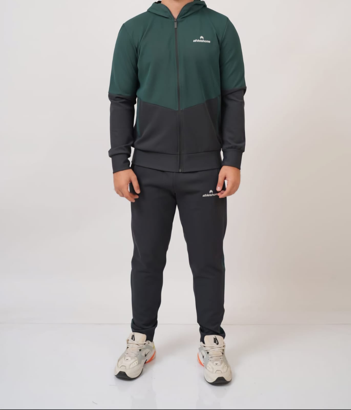 Athlete Home "Apex" Performance Tracksuit | Men's Full-Zip Hooded Jacket and Pants Set for Gym, Training & Running | Technical Stretch Fabric
