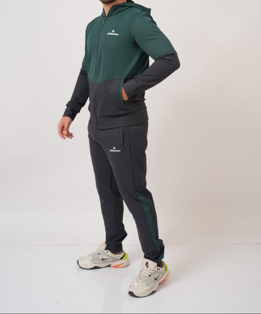 Athlete Home "Apex" Performance Tracksuit | Men's Full-Zip Hooded Jacket and Pants Set for Gym, Training & Running | Technical Stretch Fabric