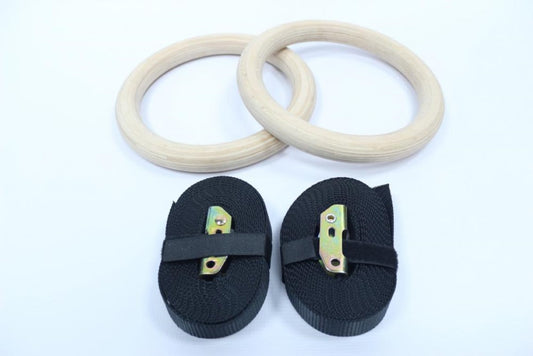 Professional Wooden Gymnastics Rings for Calisthenics, CrossFit & Full Body Strength Training - Includes Heavy-Duty Adjustable Cam Buckle Straps