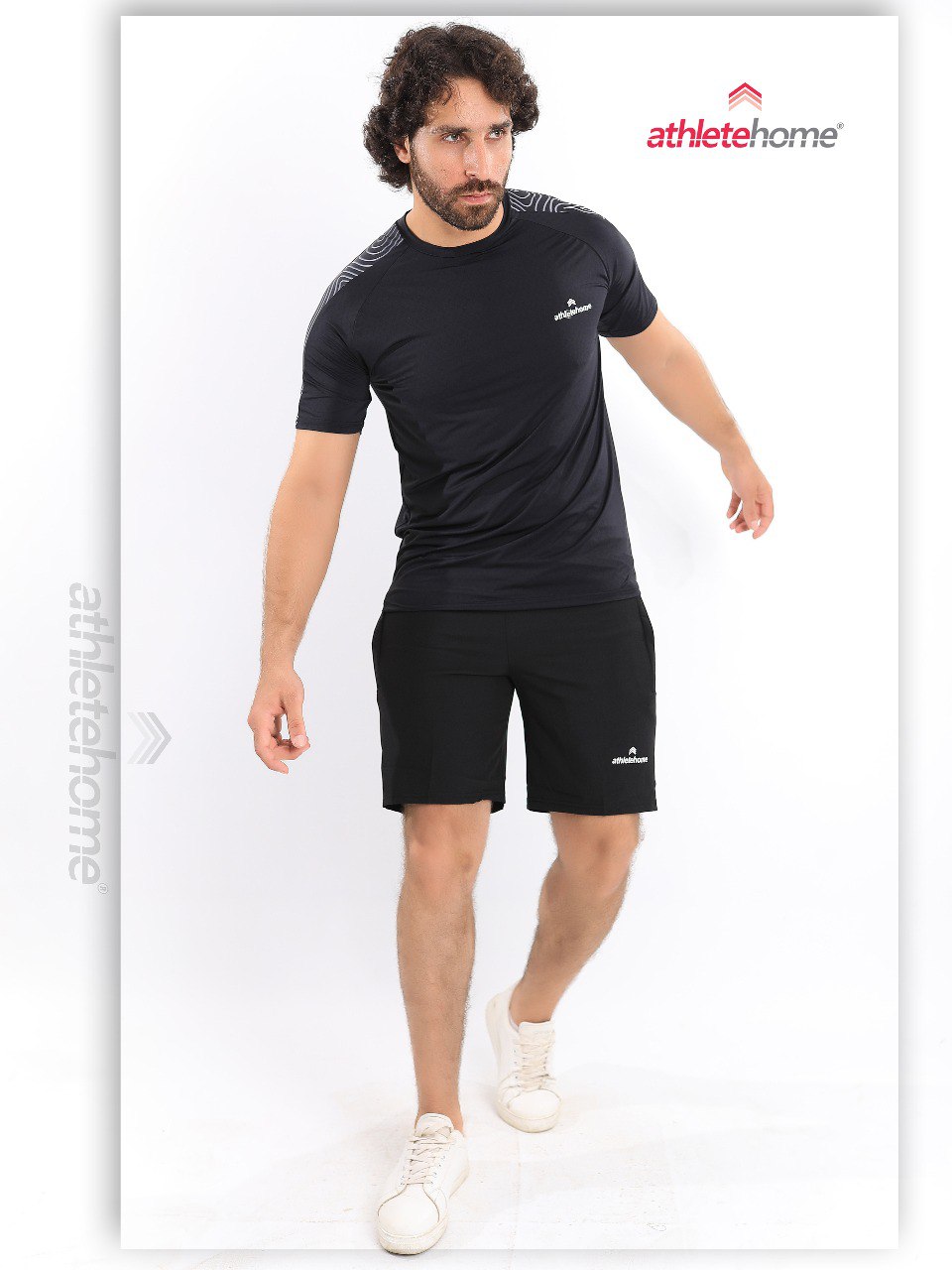 طقم 'ابيكس' للأداء الرياضي للرجال من Athlete Home | تيشيرت طارد للعرق بطبعة تضاريس وشورت رياضي | للجيم والجري والتدريب في مصر
