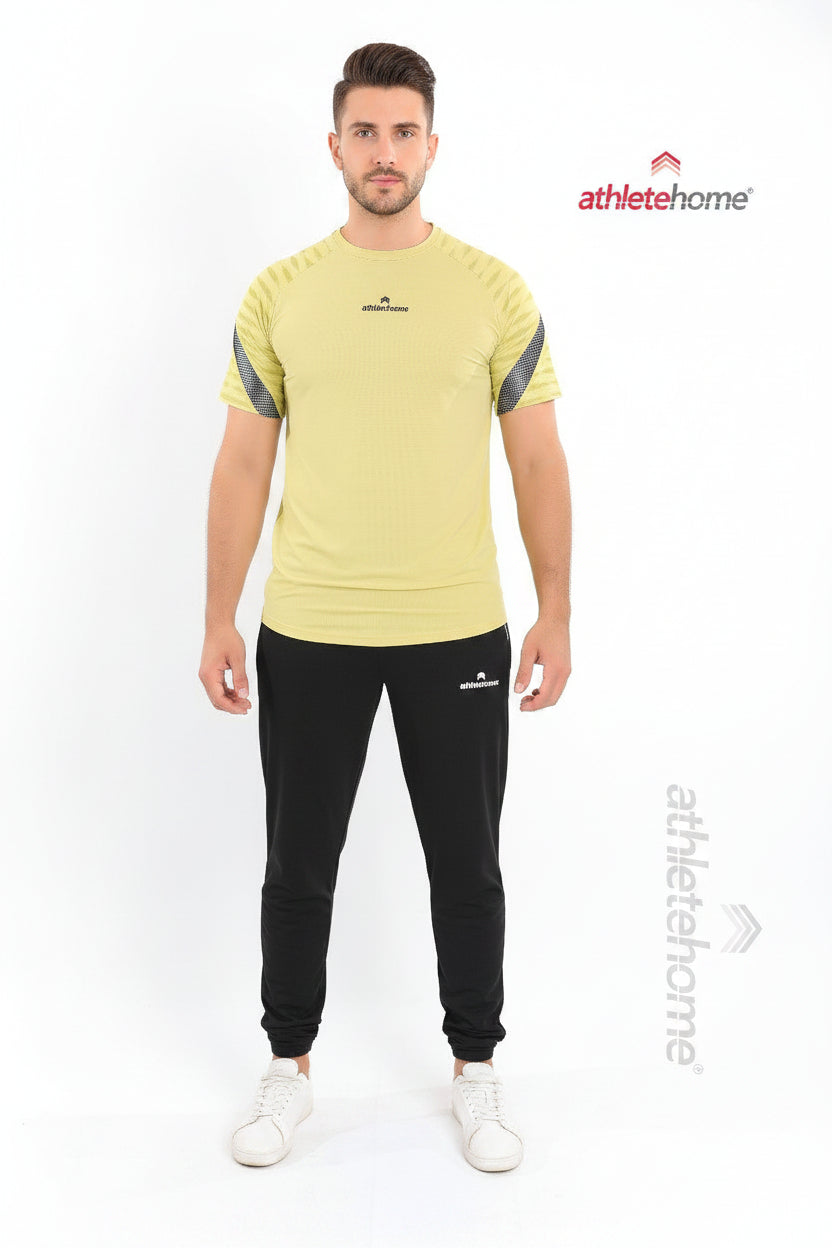 Athlete Home 'Momentum' Men’s Performance Workout Set | Moisture-Wicking Gym T-Shirt (Sage Green) & Tapered Black Joggers | Athleisure & Training Apparel Egypt