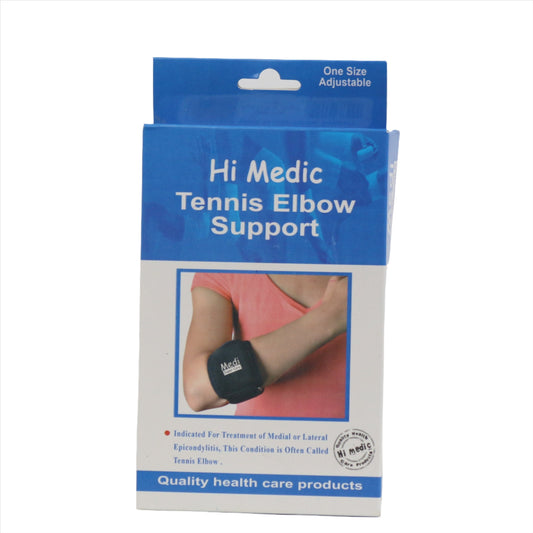 حزام دعم مرفق التنس من هاي ميديك | دعامة قابلة للتعديل لتخفيف ألم التهاب اللقيمة، رفع الأثقال، والتهاب الأوتار | رباط ضاغط للساعد للرجال والنساء