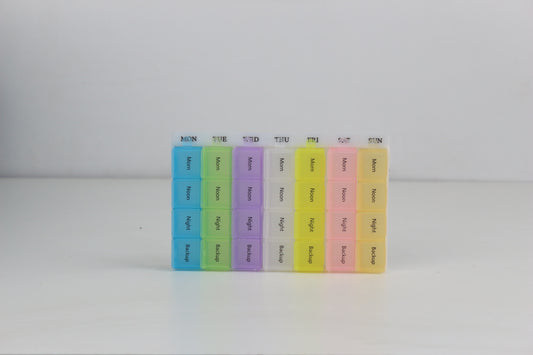 مصفوفة البروتوكول الغذائي | منظم فيتامينات ومكملات لـ ٧ أيام، ٤ جرعات مع وحدات قابلة للفصل لتوقيت متقدم للمغذيات صباحًا/مساءً