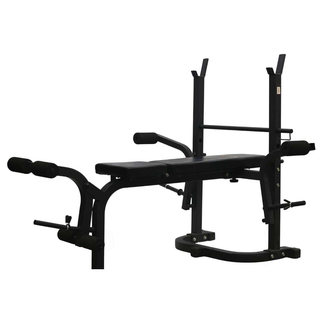 The Power Forge All-in-One Workout Bench | Heavy-Duty Bench Press with Integrated Rack, Leg Extension & Preacher Curl for Full-Body Home Gym Strength Training