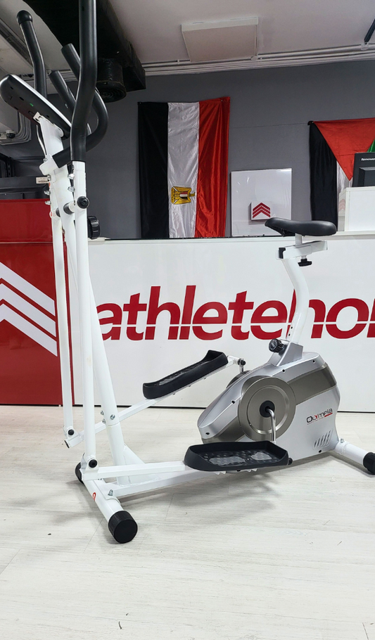 Olympia Semi-Commercial 120 Kg Max 2-in-1 Elliptical Cross Trainer and Exercise Bike for Home Gym - Magnetic Resistance, LCD Monitor, Moving Handles & Adjustable Seat - Ideal for Cardio, Arm & Leg Workouts, Weight Loss, and Fitness Training in Egypt