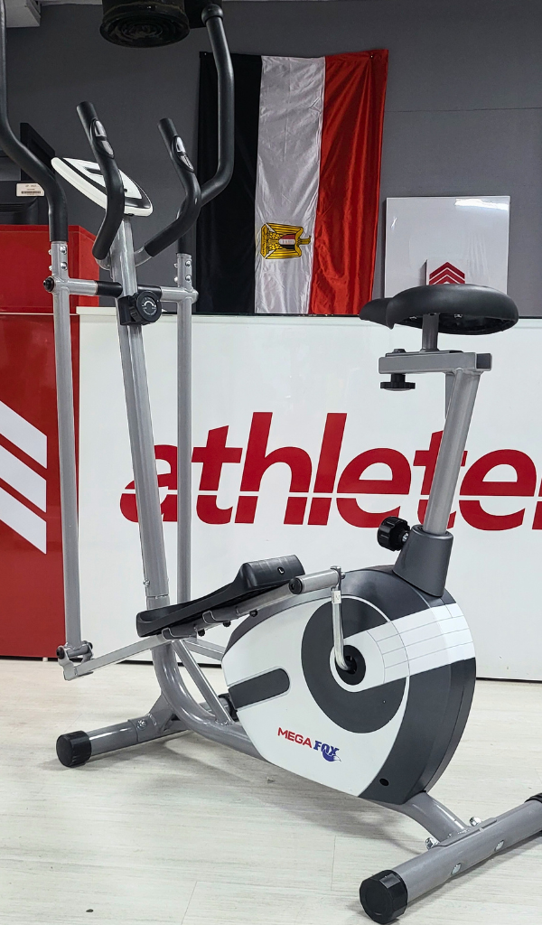 Mega Fox 2-in-1 Elliptical 110 Kg Max Cross Trainer and Exercise Bike for Home Gym LCD Display, Moving Handles Adjustable Seat Ideal for Cardio,