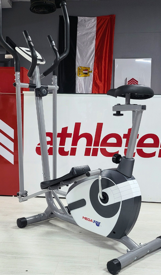 Mega Fox 2-in-1 Elliptical 110 Kg Max Cross Trainer and Exercise Bike for Home Gym - LCD Display, Moving Handles & Adjustable Seat Ideal for Cardio, Arm & Leg Workouts, Weight Loss, and Fitness Training in Egypt