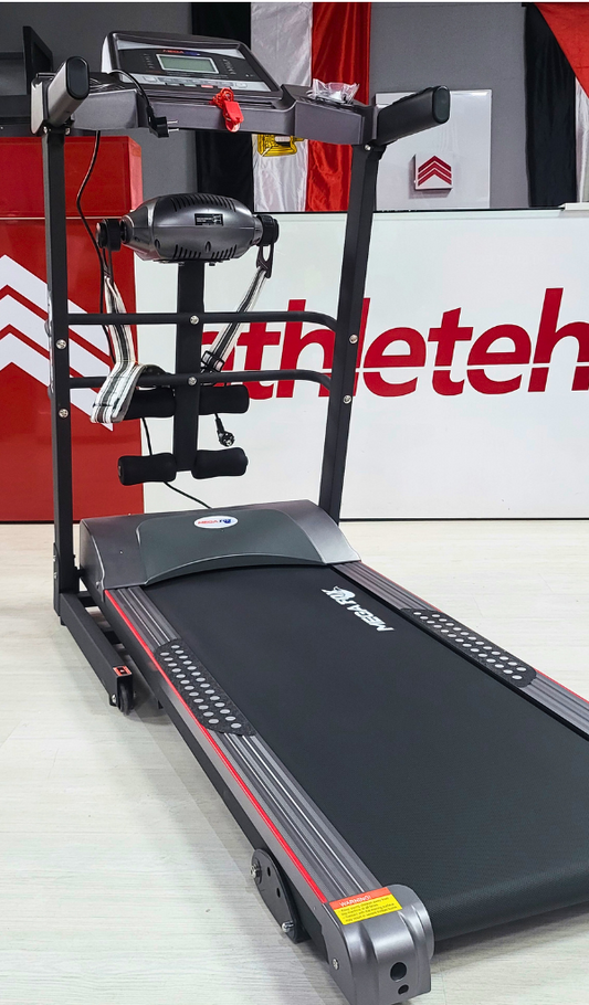 MEGA FOX Motorized 140 Kg Max Treadmill  | Heavy-Duty AC Motor | Incline, Twist Disk, Sit-up Bench | Fitness Cardio, Weight Loss, Endurance | Athlete Home