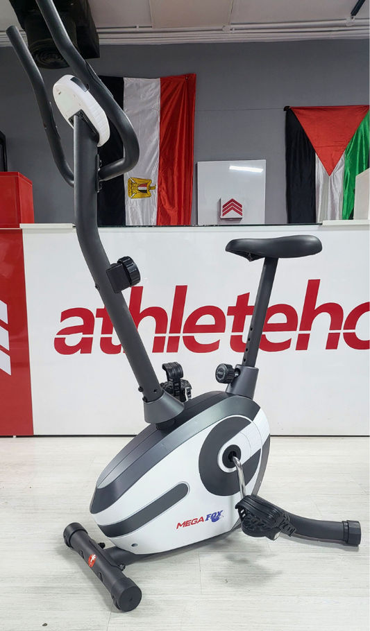 Mega Fox 100 Kg Max Stationary Upright Exercise Bike for Home Gym - Belt Drive System, LCD Display, Comfortable Seat - Perfect for Cardio, Weight Loss & Fitness Training in Egypt