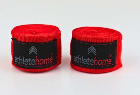 Athlete Home Pro Hand Wraps 180" | Red Semi-Elastic Cotton Boxing Wraps for MMA, Muay Thai & Kickboxing | Professional Wrist Support & Knuckle Protection