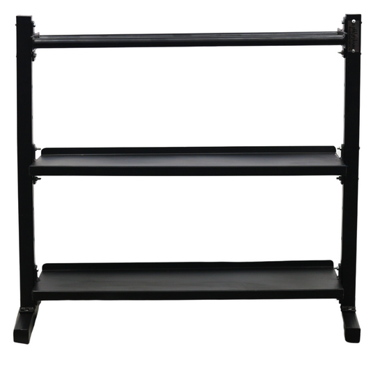 حامل أثقال (دمبل) 3 أدوار شديد التحمل - استاند تخزين أوزان من الفولاذ الاحترافي للدمبلز السداسية والمستديرة، للجيم المنزلي والاستخدام التجاري