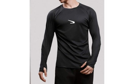 توب الأداء الرياضي "المحفز" للرجال من Athlete Home: بيز لير بأكمام طويلة وفتحات إبهام، تيشيرت طارد للعرق بقصة عضلية للركض والجيم والتدريب المتقدم في مصر