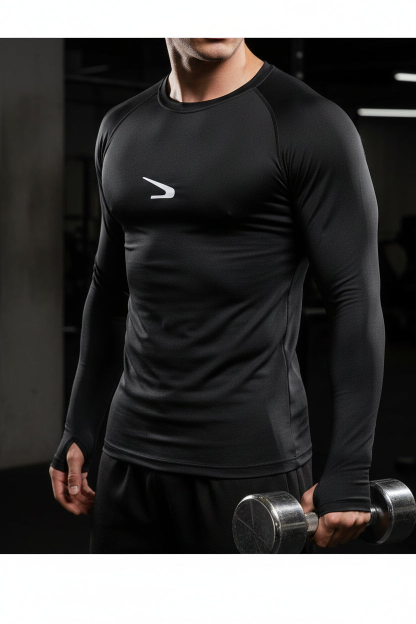Catalyst Men's Performance Top: Long Sleeve Base Layer with Thumbholes, Moisture-Wicking Muscle-Fit Shirt for Running, Gym & Elite Training in Egypt