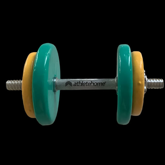 Athlete Home Adjustable Vinyl Dumbbell Set | Premium Knurled Chrome Bar & Spinlock Collars | Colorful Weight Plates for Home Gym Strength Training & Full-Body Workouts