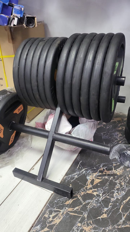 حامل الأوزان الاحترافي "الترسانة" من أثليت هوم: بدون اوزان ستاند شديد التحمل على شكل حرف A لتخزين الأوزان الأولمبية وتنظيم الجيم المنزلي