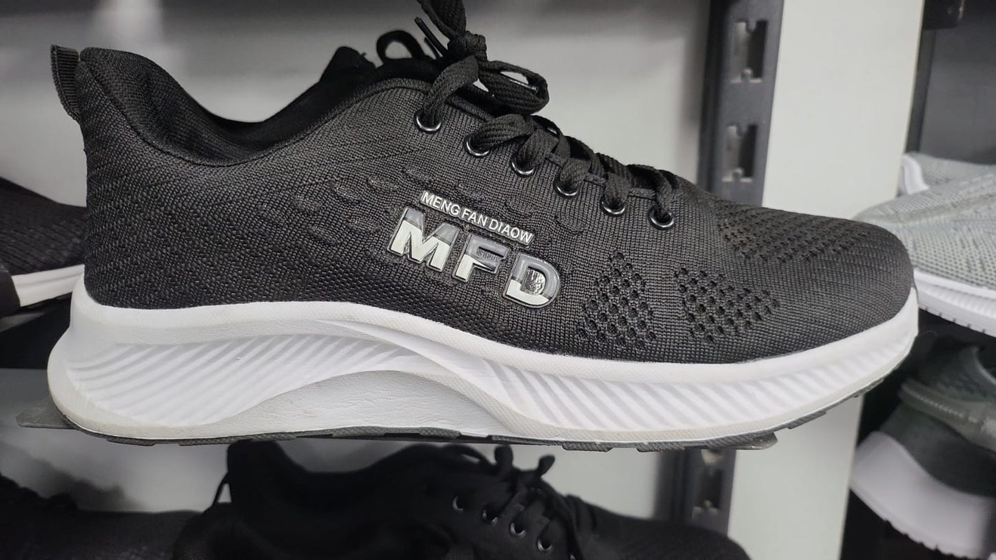 Athlete Home MFD Air-Knit Unisex Sports Shoes – Ultra-Lightweight Breathable Running Sneakers & Gym Trainers with Shock-Absorbing Wave Sole (Black)