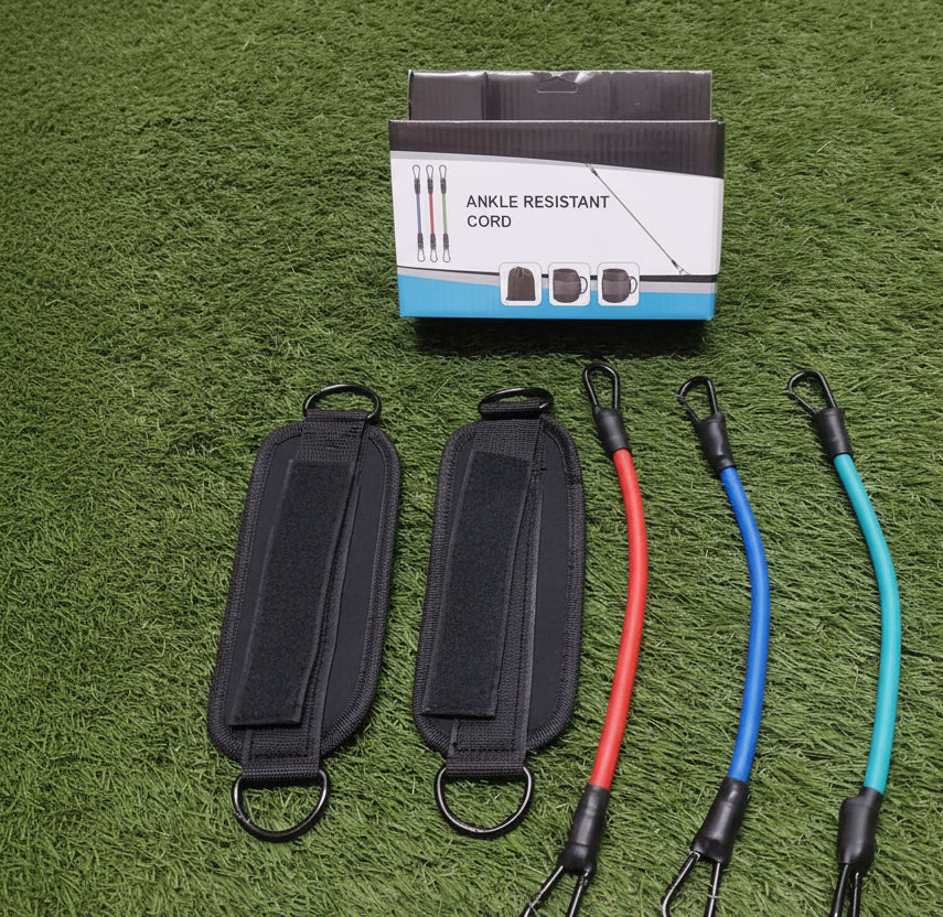 مجموعة أحزمة مقاومة الكاحل مع أربطة كاحل مبطنة وأنابيب مقاومة | جهاز تمرين واستهداف الأرداف والساقين للجيم والتمرين المنزلي