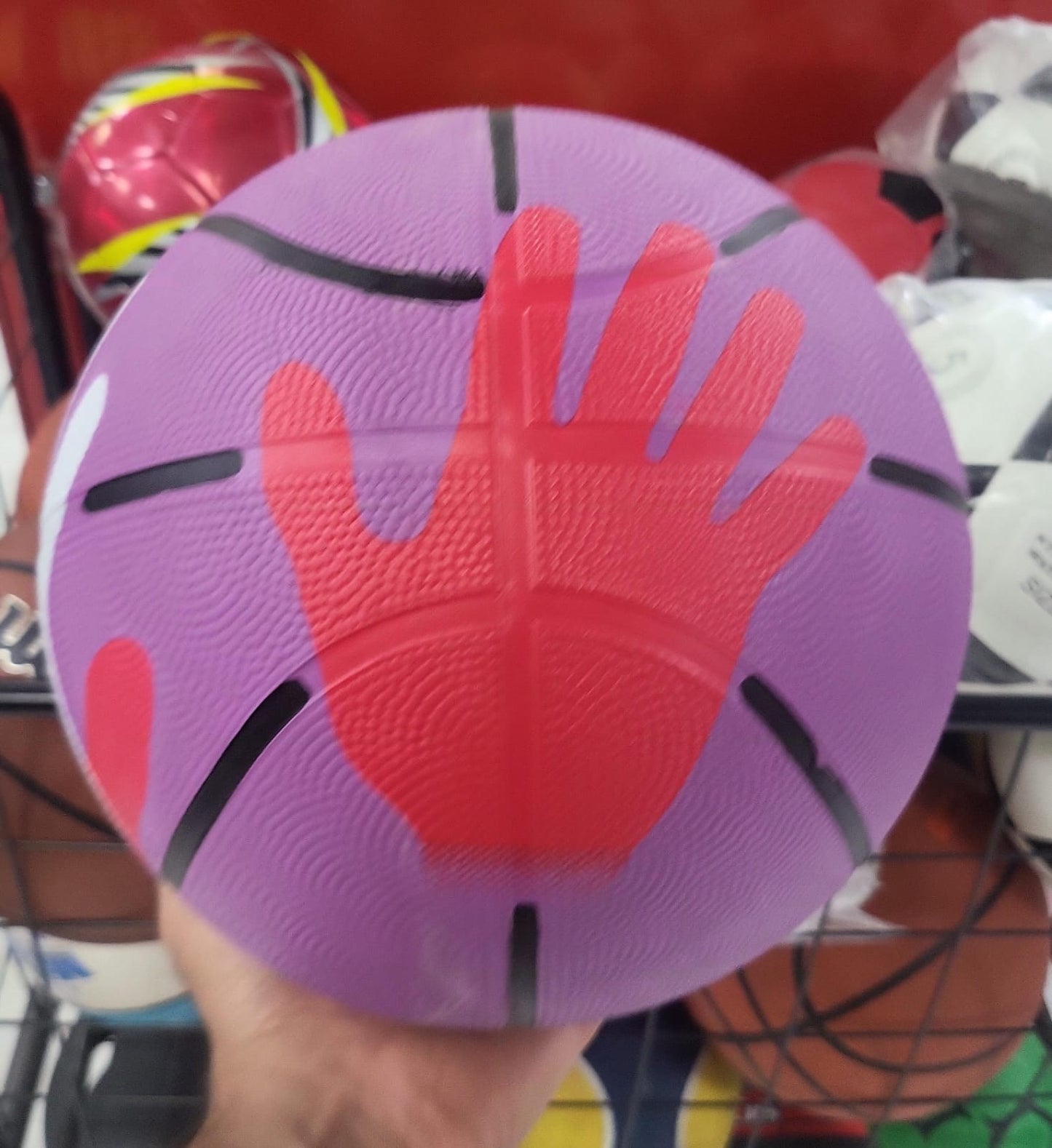 Kids Purple & Red Handprint Basketball for Youth Training, Outdoor Play & Home Gym