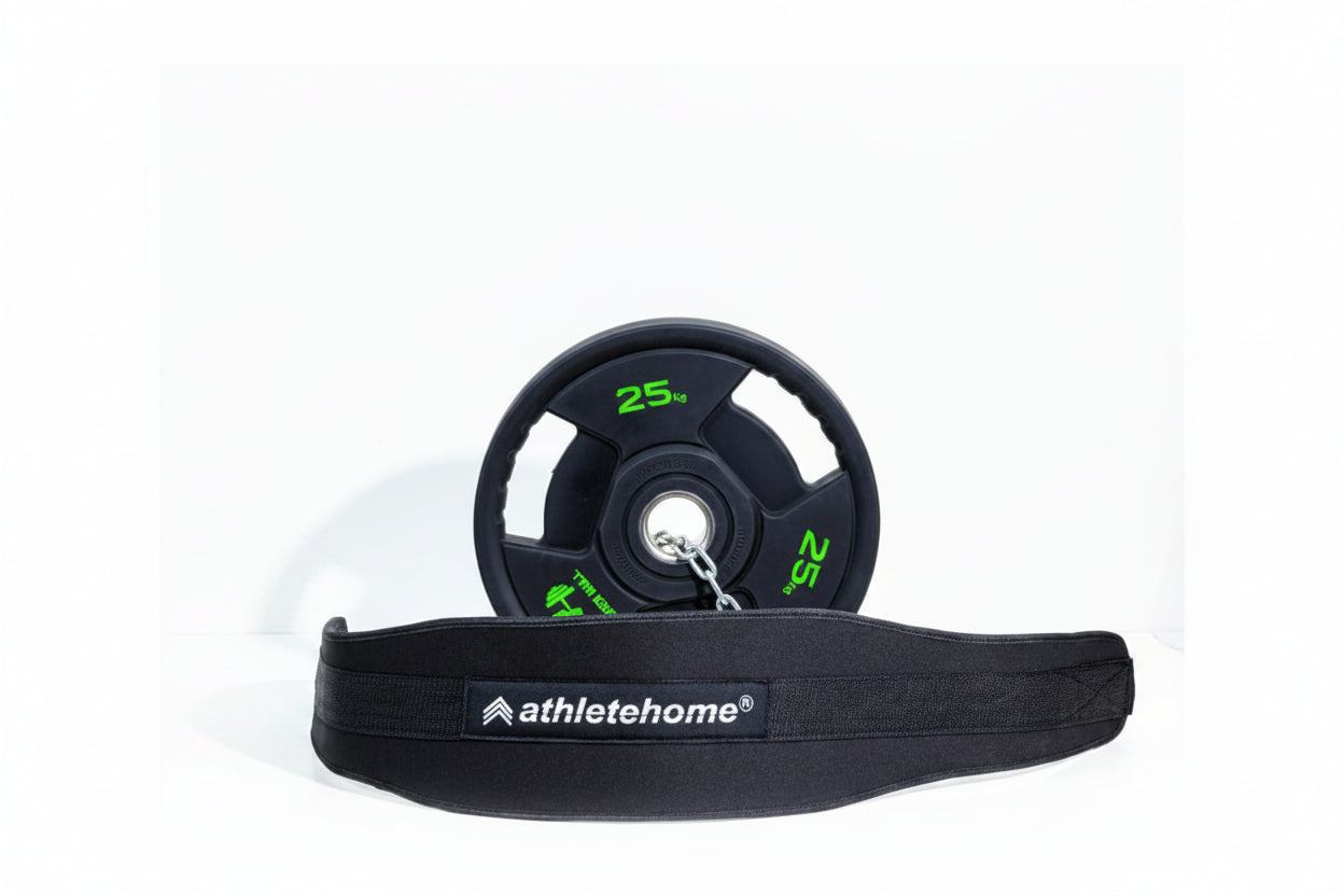Athlete Home Premium Neoprene Dip Belt with Heavy Duty Steel Chain for Weighted Pull-Ups, Dips, and Squats – Ergonomic Back Support Lumber Protection Weightlifting Belt