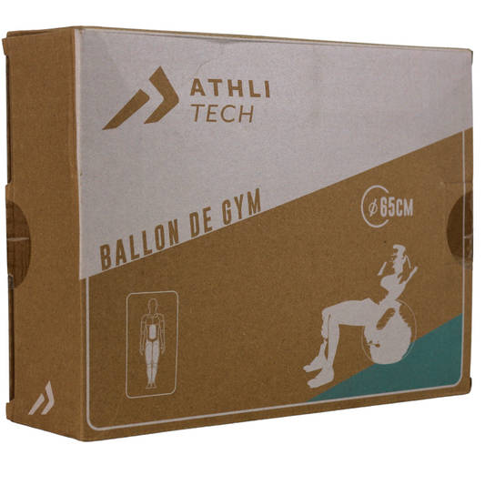 كرة الجيم والتوازن الاحترافية من Athli-Tech (65 سم) | كرة تمارين مضادة للانفجار لتقوية الكور واليوجا والبيلاتس وتمارين الجسم الكامل