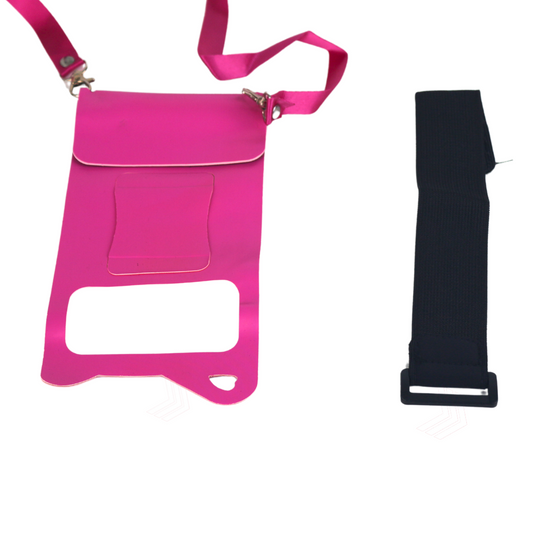 Universal Waterproof Phone Pouch with Armband & Lanyard | Touch-Screen Friendly Dry Bag for Running, Swimming & Beach Use | Hot Pink